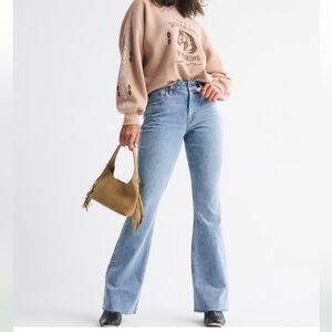 Abercrombie and Fitch Light Fray Hem Curve Love High Rise Bootcut Jean